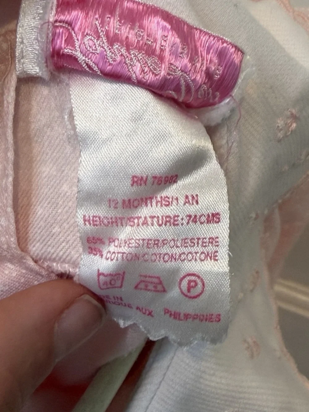 Sophie Dess Collections Paris Girls 12M Pink Smocked Peter Pan Collar Dress